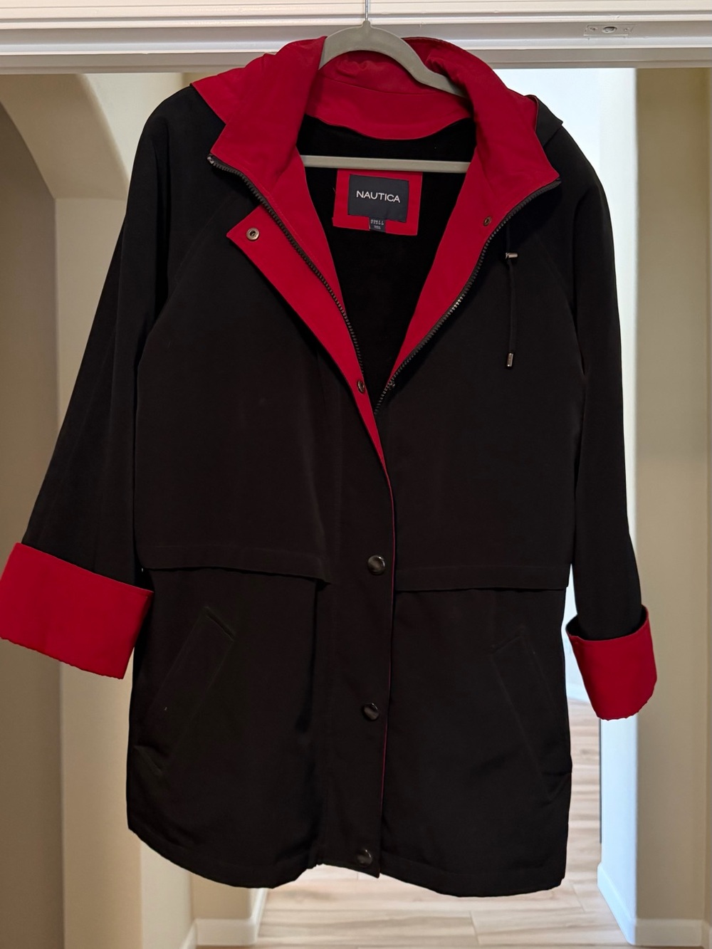 Nautica Navy blue Trench Coat with Red Contrast Trim